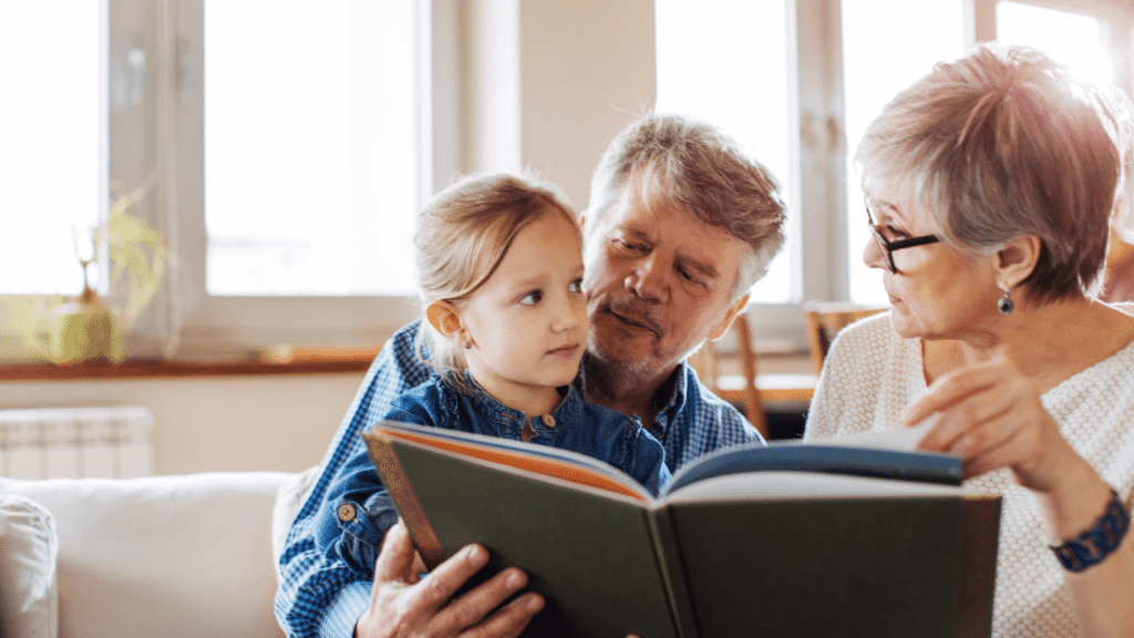 Grandparents instilling beliefs and values to their grandchildren