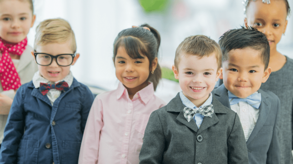 Smiling confident kids ready to engage in business early